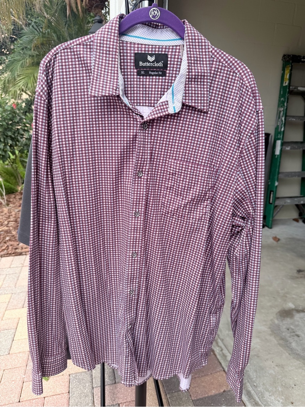 ButterCloth Burgundy and White Micro-Check Button-Down Shirt